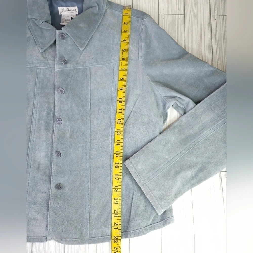 Vintage J Marco Tailored Suede Jacket in Cool Blue Size Large